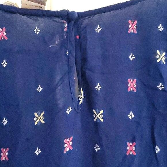 Roxy Boho Navy Medallion Print Surplice Front Flowy Romper - Picture 7 of 14